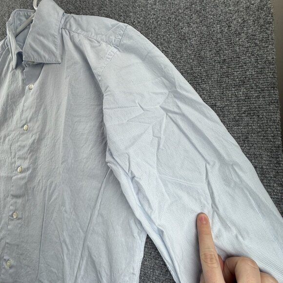 Faconnable 17 Check Blue Button Up Men Shirt French Long Sleeve Spread Adult - Picture 13 of 14